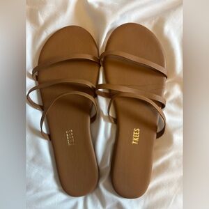 TKEES Women's Brown Strappy Slide Sandals Size 8